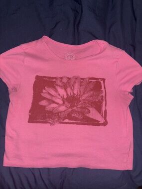 Urban Outfitters Pink Tee with Dark Floral Print